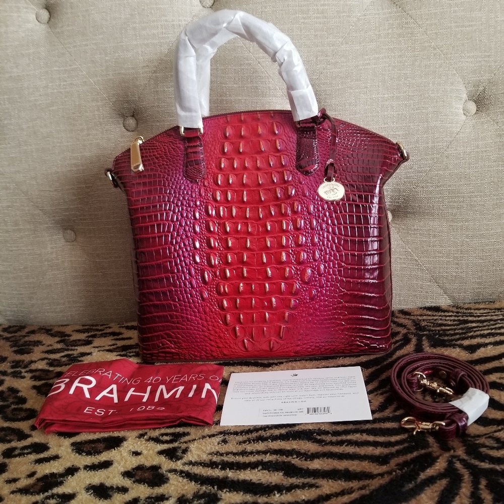 NWT BRAHMIN LIMITED EDITION BRAHMIN RUBY OMBRE LARGE DUXBURY SATCHEL